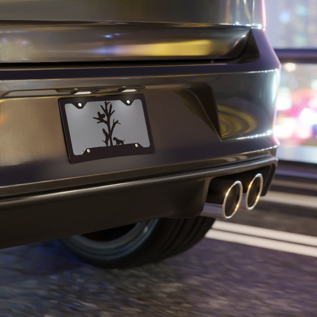 Squirrel Hunting Dark Grey License Plate - coonhoundin