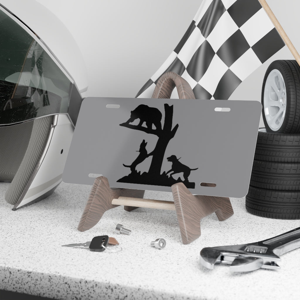 Treed Bear Grey License Plate - coonhoundin