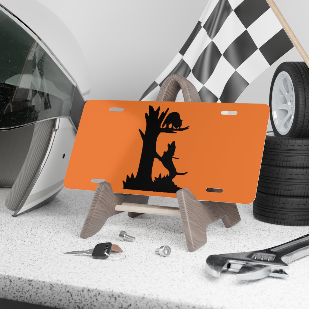 Hounds Treeing Coon Orange License Plate - coonhoundin