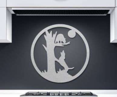 Metal Treed Coon in the Moon Wall Sign - coonhoundin