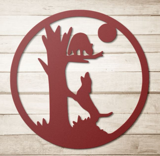 Metal Treed Coon in the Moon Wall Sign - coonhoundin
