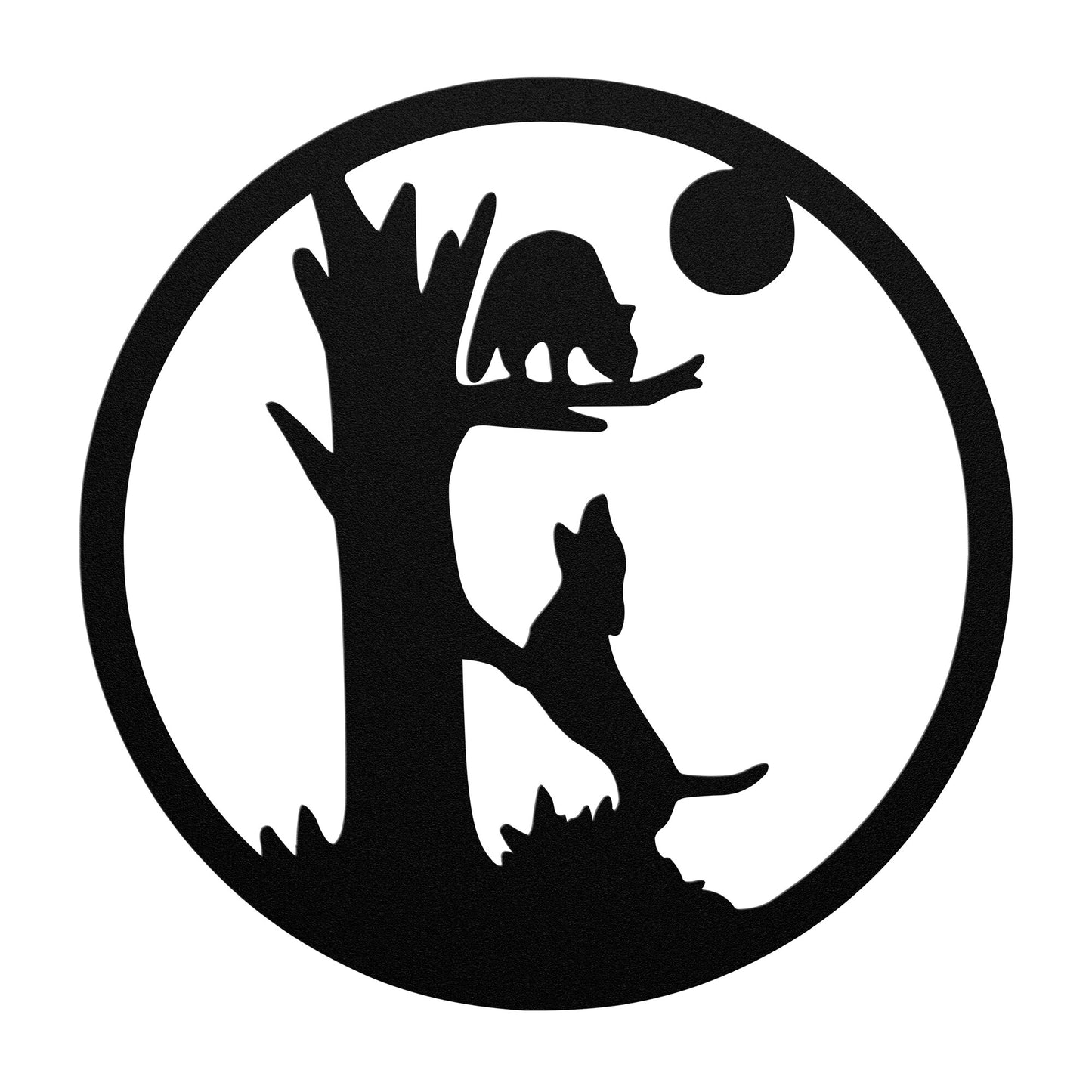 Metal Treed Coon in the Moon Wall Sign - coonhoundin