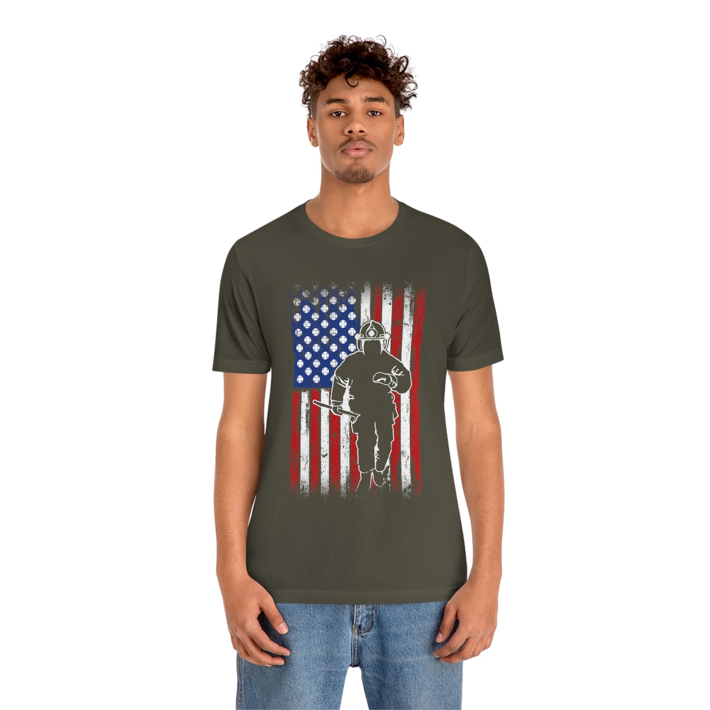 Firefighter Flag Unisex Jersey Short Sleeve Tee - coonhoundin