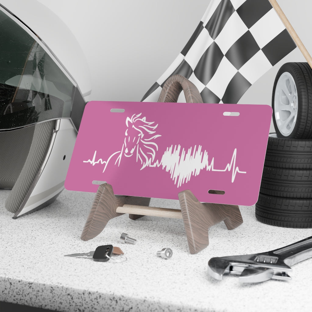 Horse Heartbeat Pink License Plate - coonhoundin