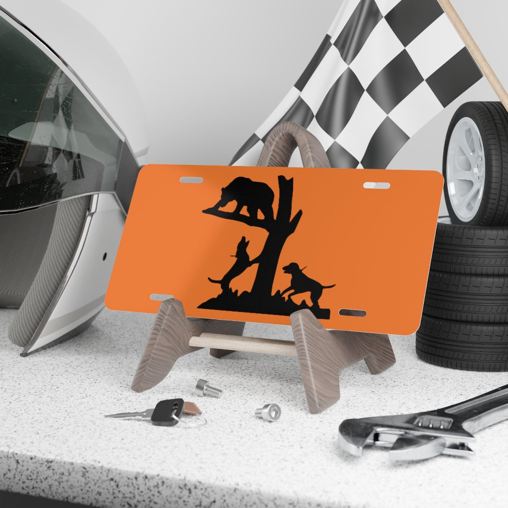 Treed Bear Orange License Plate - coonhoundin
