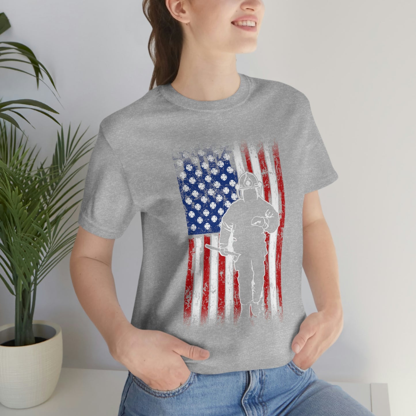 Firefighter Flag Unisex Jersey Short Sleeve Tee - coonhoundin