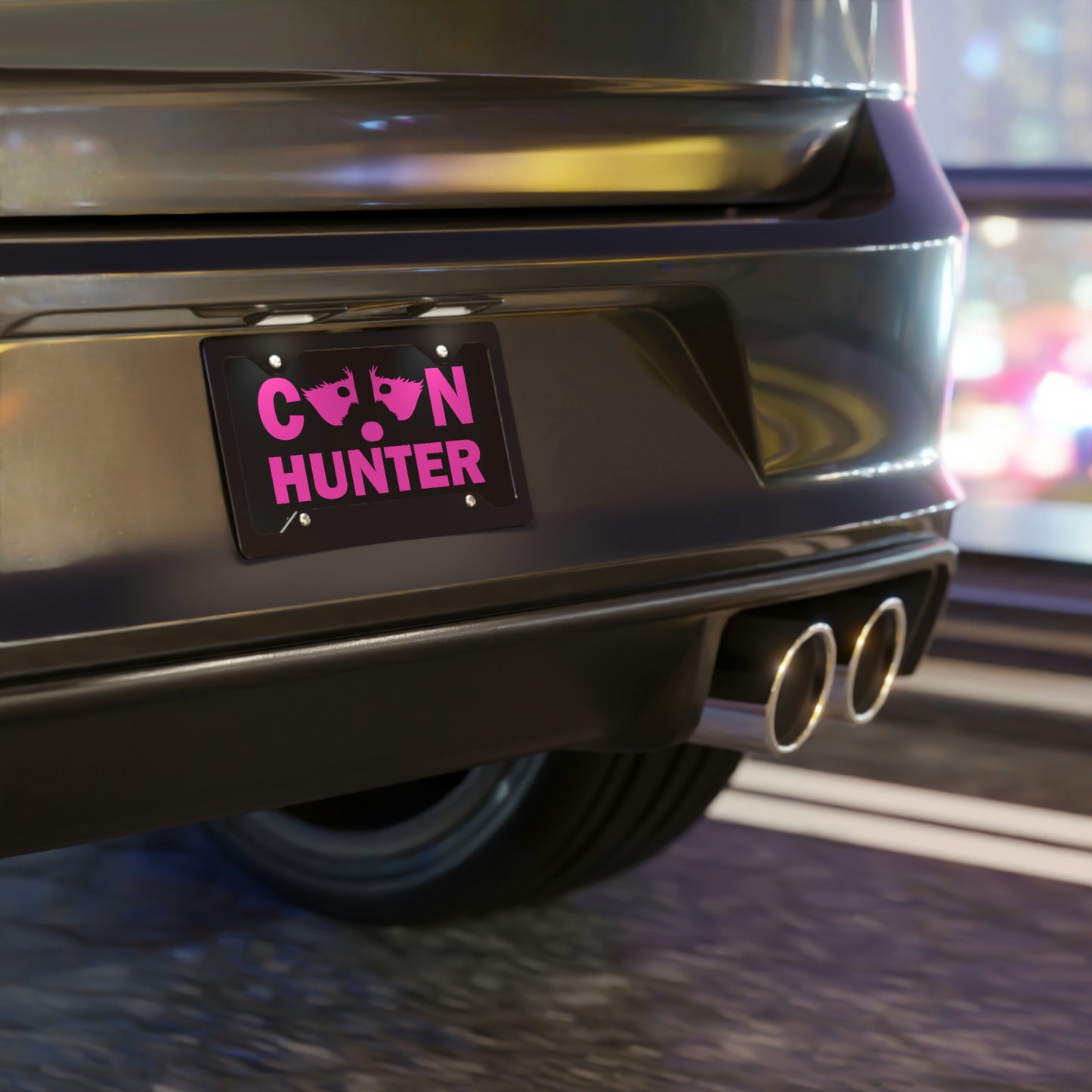 Coon Hunter Black License Plate Pink - coonhoundin