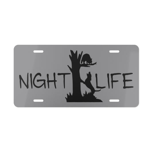 Night Life Coon Hunting Grey License Plate - coonhoundin