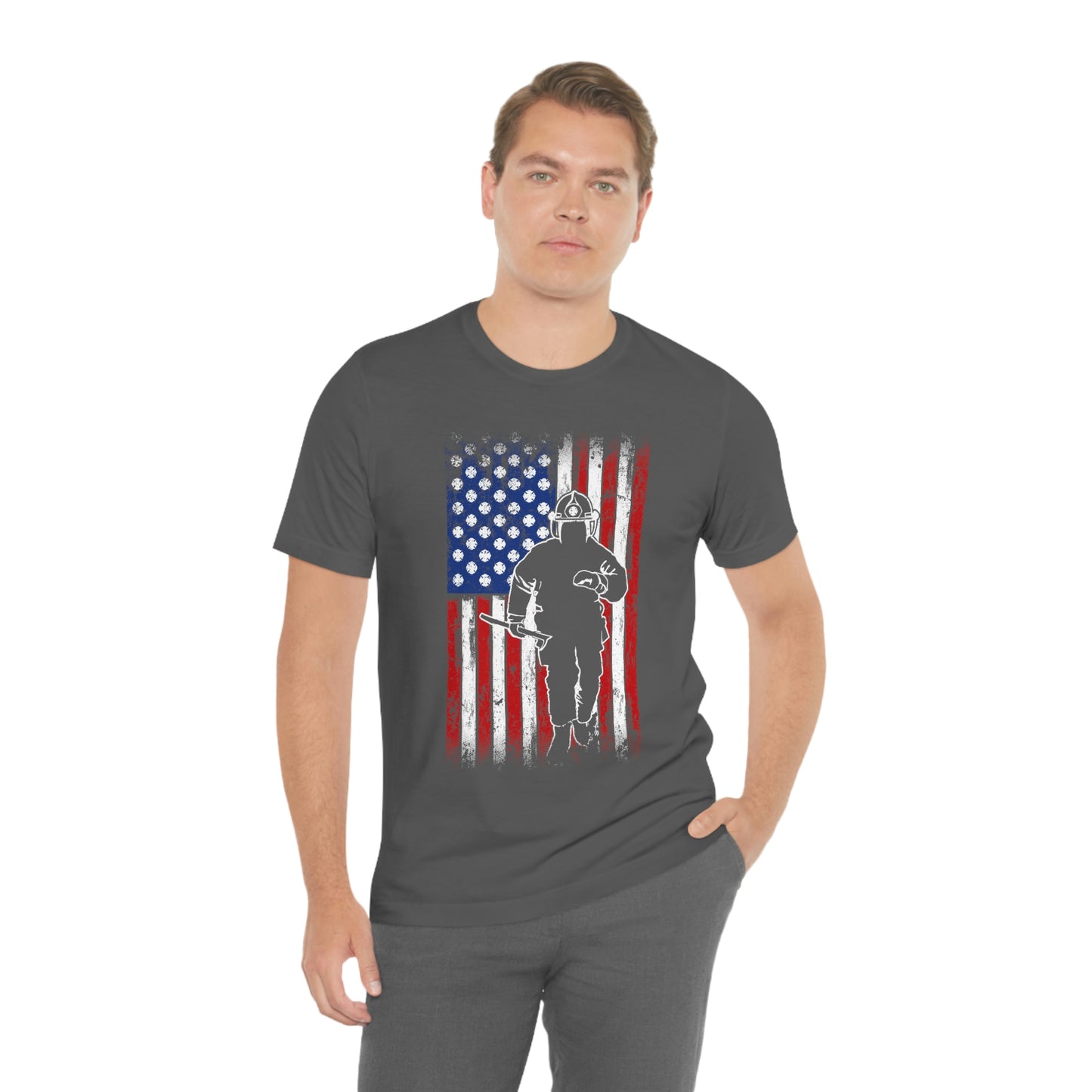 Firefighter Flag Unisex Jersey Short Sleeve Tee - coonhoundin