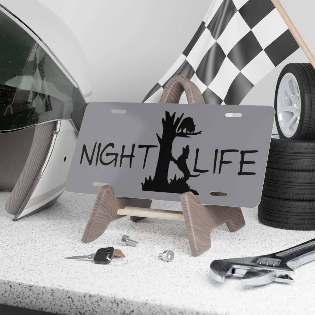 Night Life Coon Hunting Grey License Plate - coonhoundin