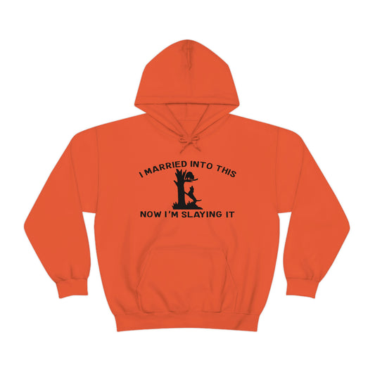Coon Hunting Married into It Unisex Hooded Sweatshirt - coonhoundin