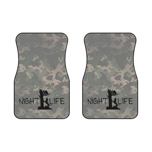 Vintage Camo Night Life Coon Hunting Set of Front Car Mats - coonhoundin