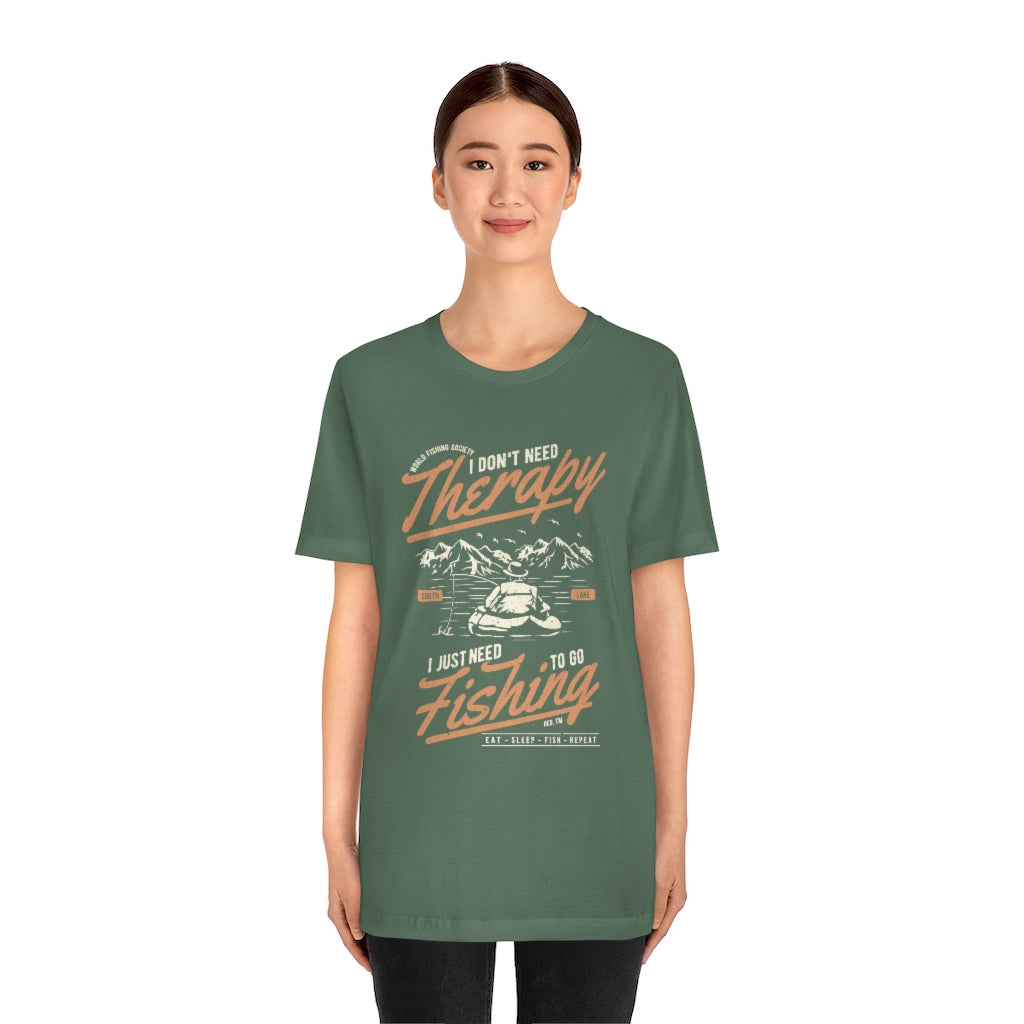 Fishing Therapy Unisex Jersey Short Sleeve Tee - coonhoundin