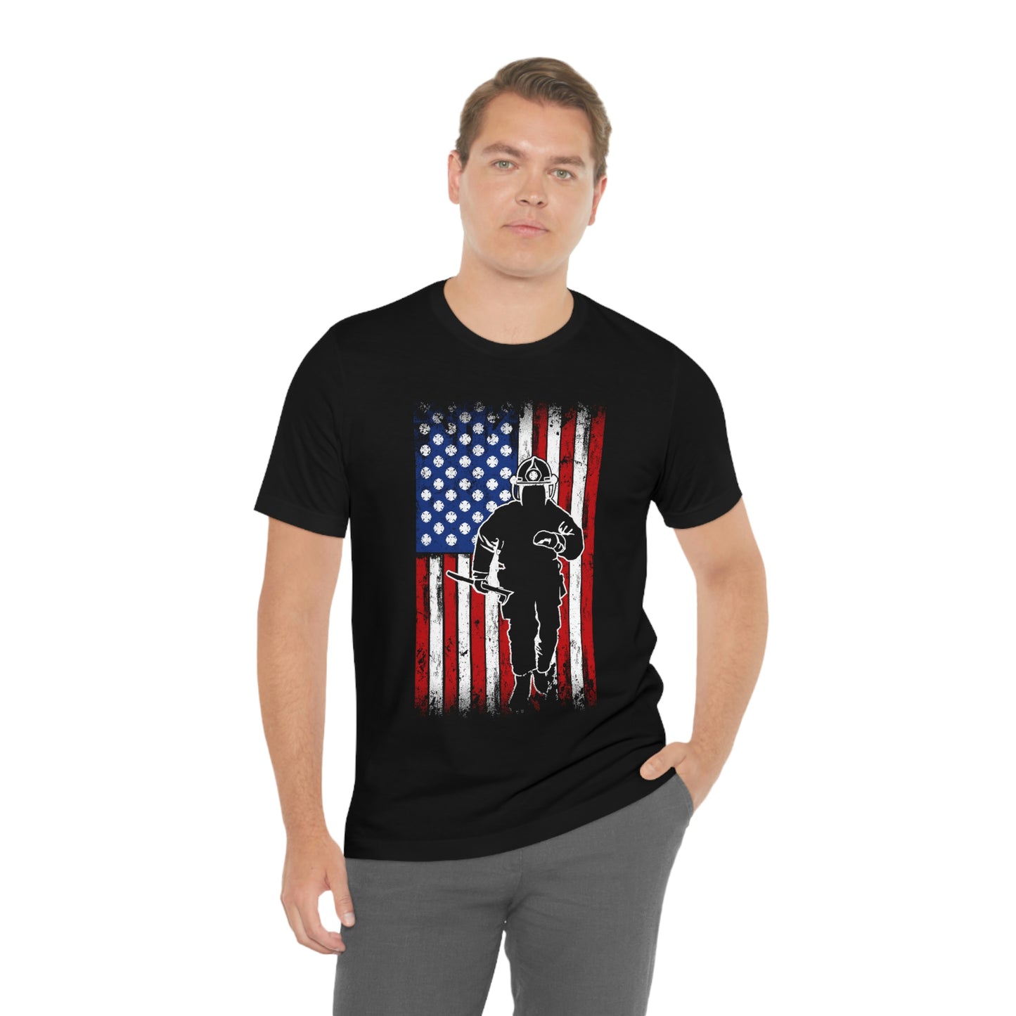 Firefighter Flag Unisex Jersey Short Sleeve Tee - coonhoundin