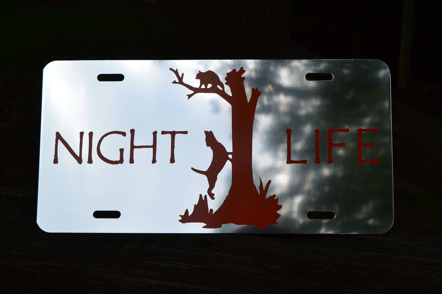 Mirrored Coon Hunting "Night Life" License Plate - coonhoundin