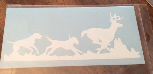 Outdoor Vinyl Dogs Chasing Deer Decal - coonhoundin
