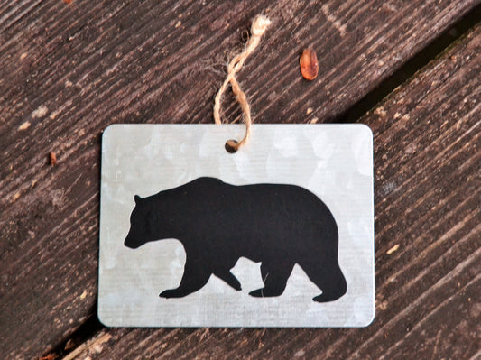 Small Galvanized Metal Bear Wall Hanging, Tag, Ornament - coonhoundin