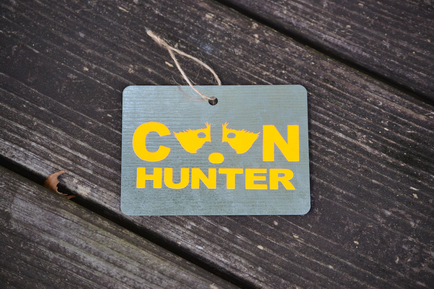 Small Galvanized Metal Coon Hunting Wall Hanging, Tag, Ornament - coonhoundin