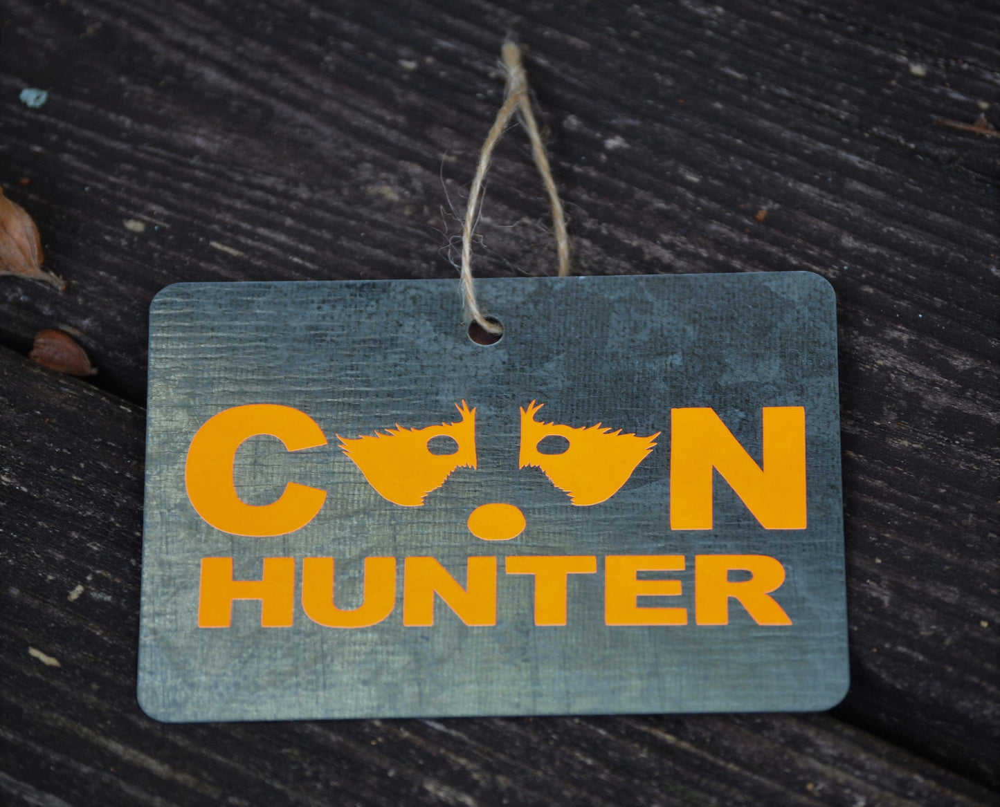 Small Galvanized Metal Coon Hunting Wall Hanging, Tag, Ornament - coonhoundin