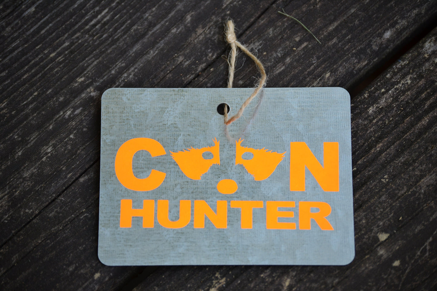 Small Galvanized Metal Coon Hunting Wall Hanging, Tag, Ornament - coonhoundin