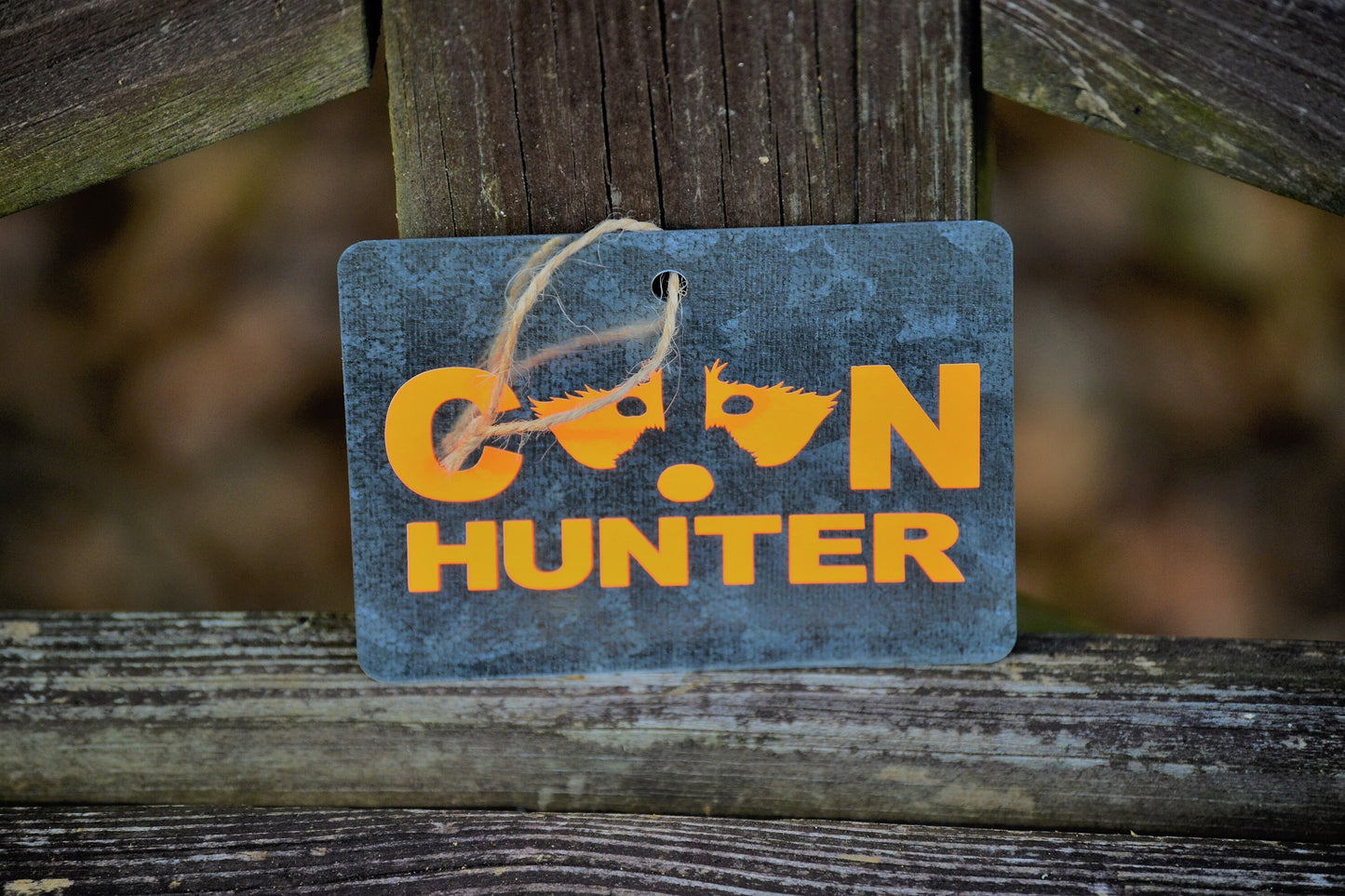 Small Galvanized Metal Coon Hunting Wall Hanging, Tag, Ornament - coonhoundin