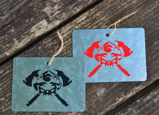 Small Galvanized Metal Fire Fighter Wall Hanging, Tag, Ornament - coonhoundin