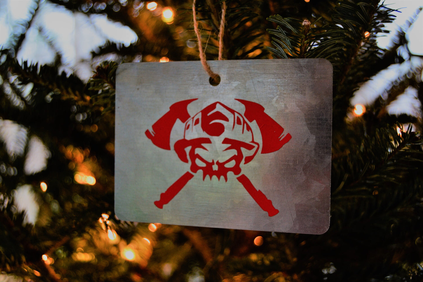 Small Galvanized Metal Fire Fighter Wall Hanging, Tag, Ornament - coonhoundin