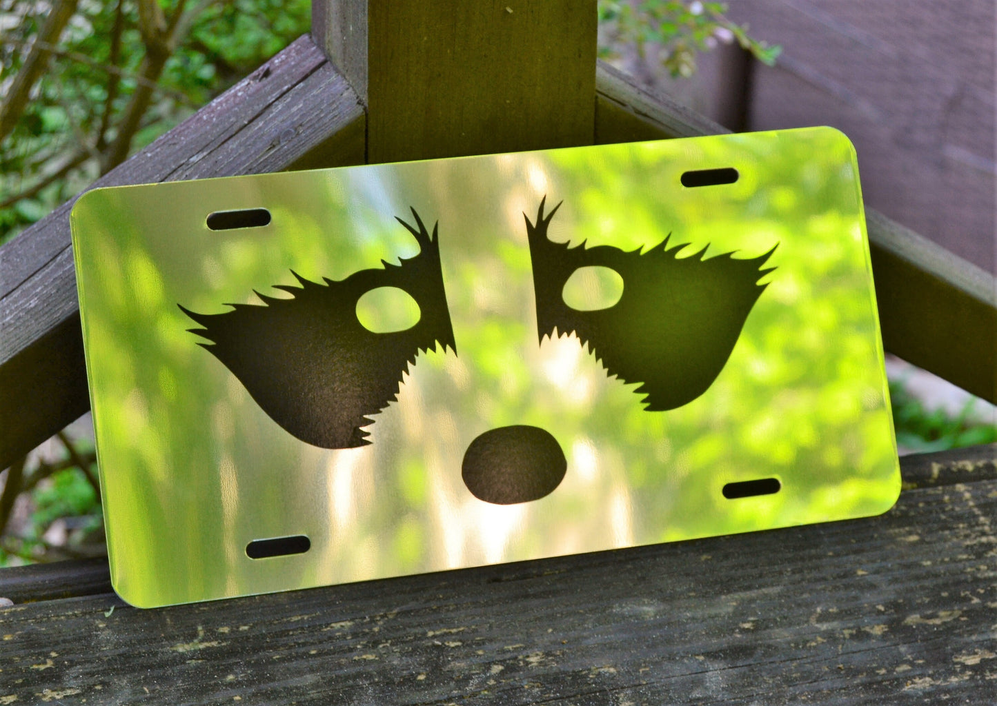 Raccoon Face Coon Hunting License Plate - coonhoundin