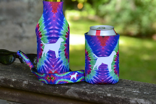 Tie Dye Dog Can Hugger, and Bottle Hugger Drink Holder and Sunglasses Strap - coonhoundin