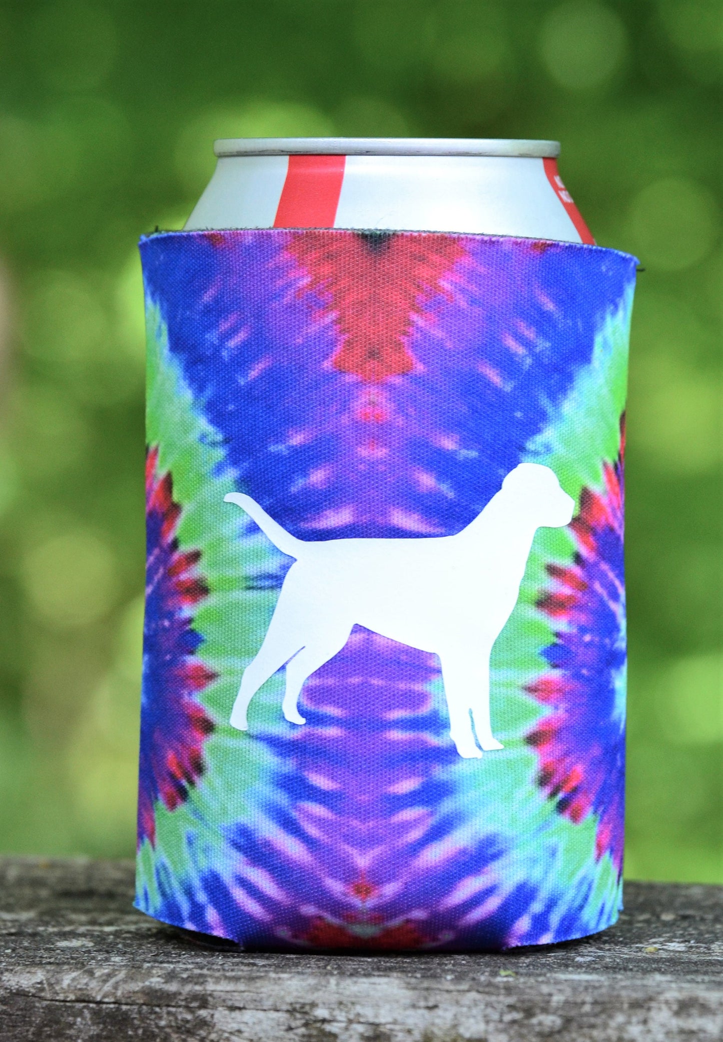 Tie Dye Dog Can Hugger, and Bottle Hugger Drink Holder and Sunglasses Strap - coonhoundin
