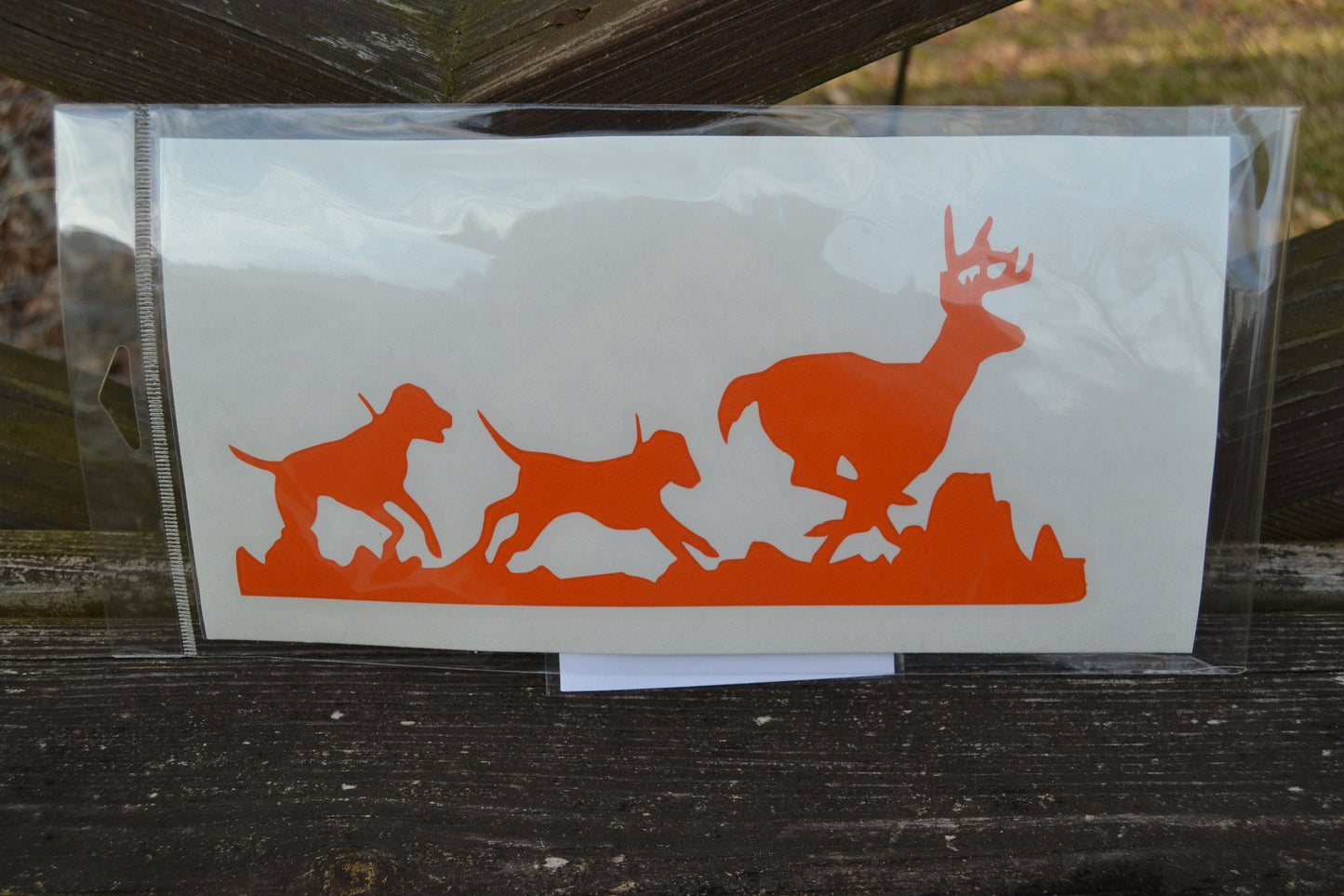 Outdoor Vinyl Dogs Chasing Deer Decal - coonhoundin