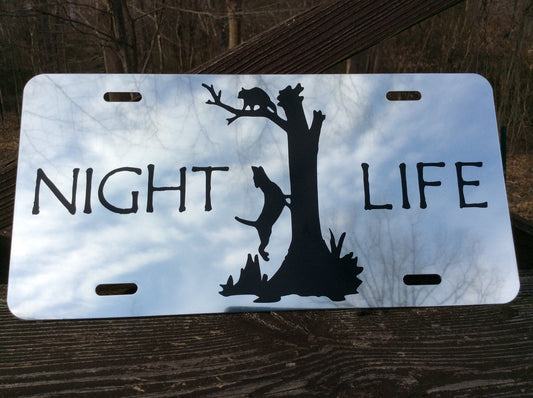 Mirrored Coon Hunting "Night Life" License Plate - coonhoundin