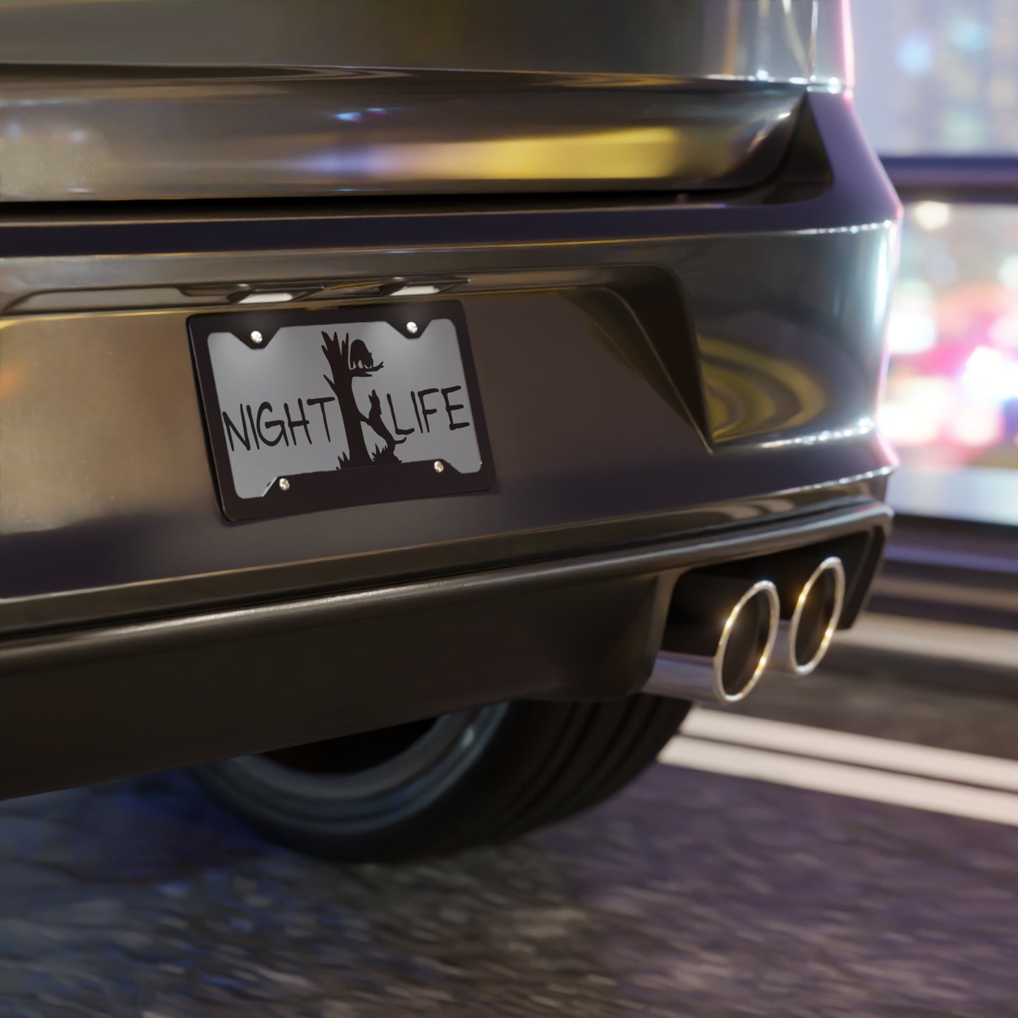 Night Life Coon Hunting Grey License Plate - coonhoundin