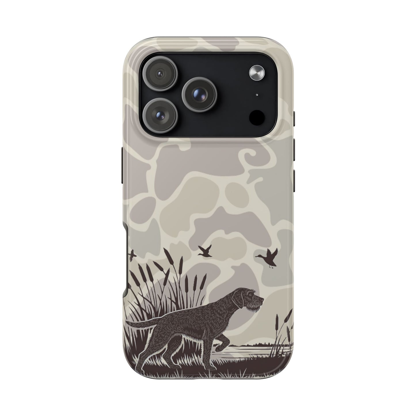 Duck Hunting Dog Camo Tough Case, German Wirehaired Pointer Tough Phone Case for iPhone 17 - coonhoundin