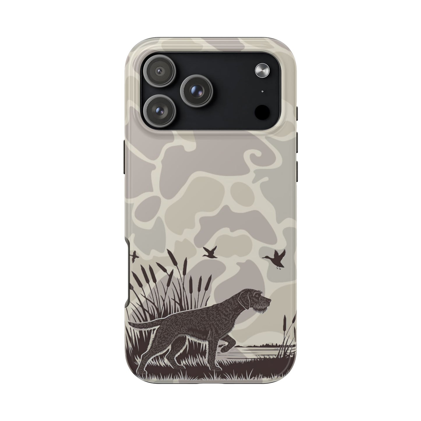 Duck Hunting Dog Camo Tough Case, German Wirehaired Pointer Tough Phone Case for iPhone 17 - coonhoundin