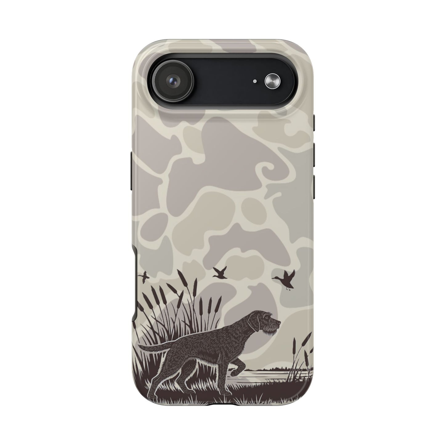 Duck Hunting Dog Camo Tough Case, German Wirehaired Pointer Tough Phone Case for iPhone 17 - coonhoundin