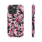 iPhone 15, Pro, Plus and Pro Max Tough Phone Cases in Pink Coon Hunting Camo
