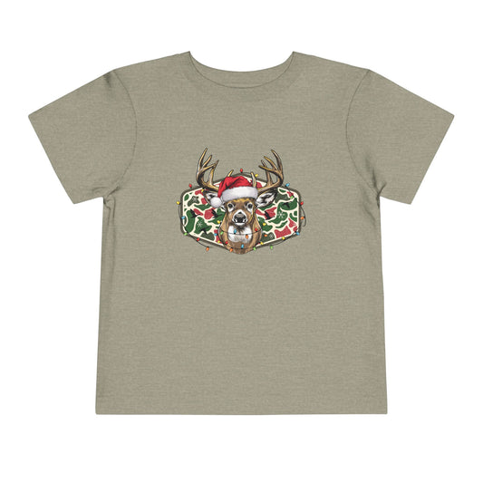 Toddler Christmas Camo Deer Short Sleeve Tee