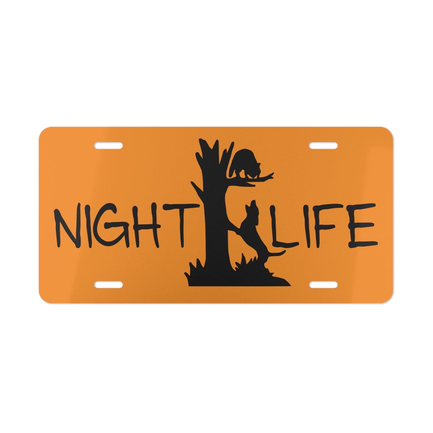 Night Life Coon Hunting Orange License Plate - coonhoundin
