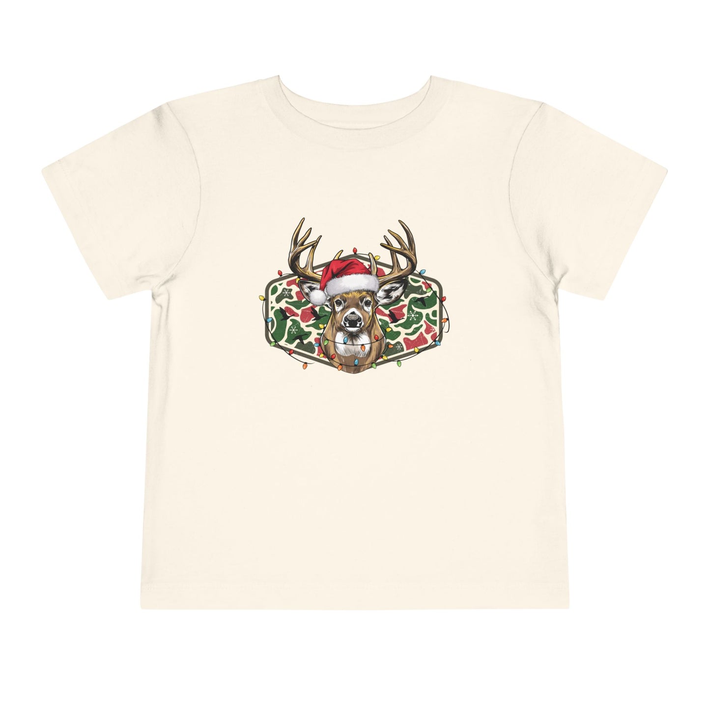Toddler Christmas Camo Deer Short Sleeve Tee
