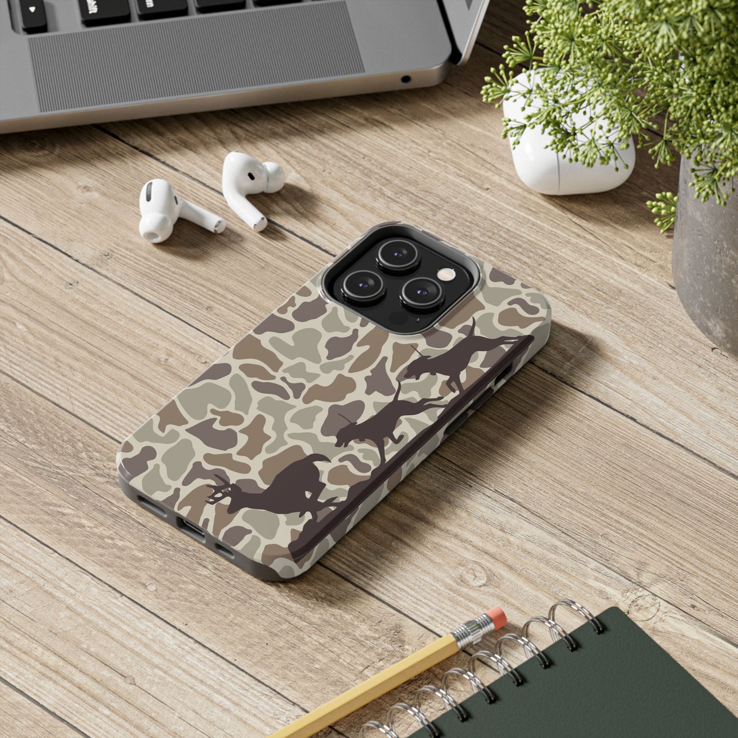 Camo Hounds Chasing Deer iPhone 14, Pro, Plus, Pro Max Tough Case - coonhoundin