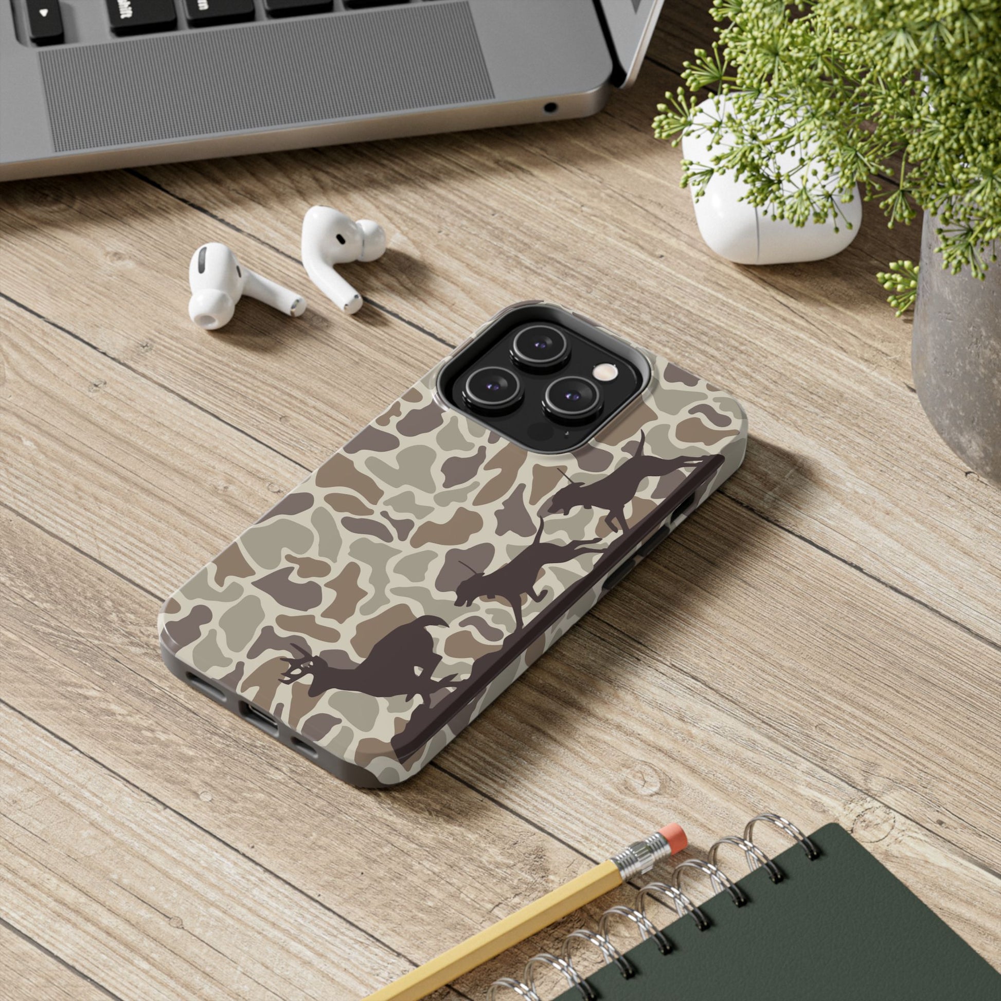 Camo Hounds Chasing Deer iPhone 14, Pro, Plus, Pro Max Tough Case - coonhoundin