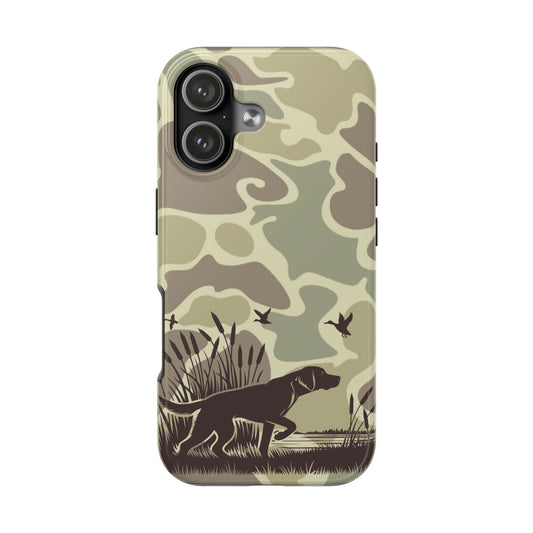 Camouflage Duck Hunting Phone Case, iPhone 17 Tough Case for Hunters, Unique Gift for Dog Owners, Outdoor Adventure Accessories