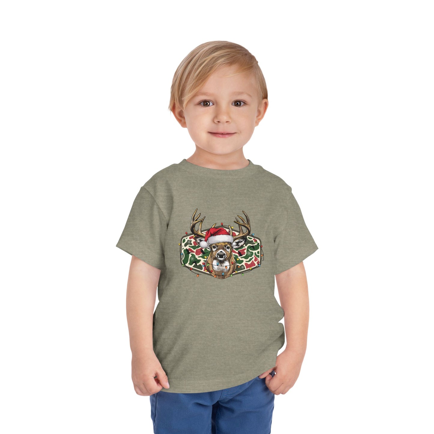 Toddler Christmas Camo Deer Short Sleeve Tee