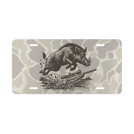 Camouflage Hog Hunting Vanity Plate