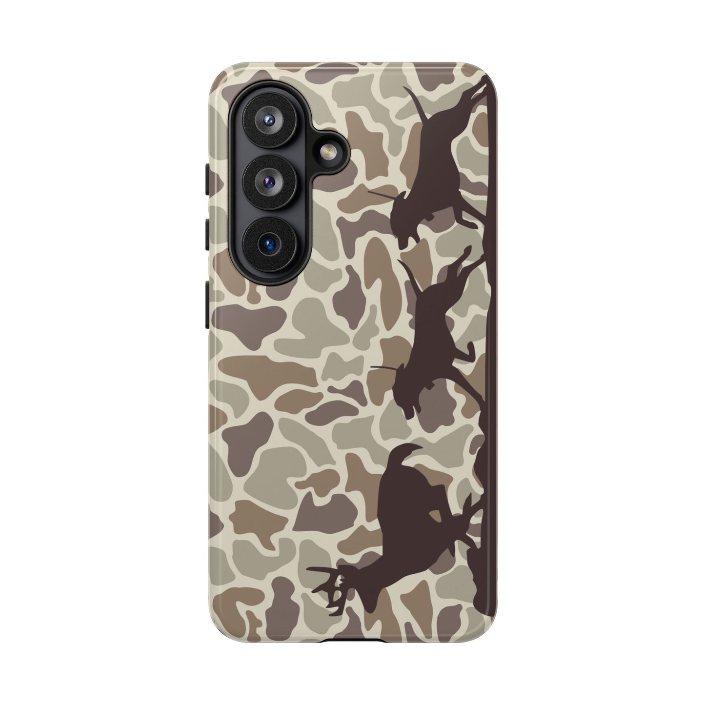 Camo Hounds Chasing Deer Tough Phone Case for Samsung Galaxy S25, Plus and Ultra - coonhoundin