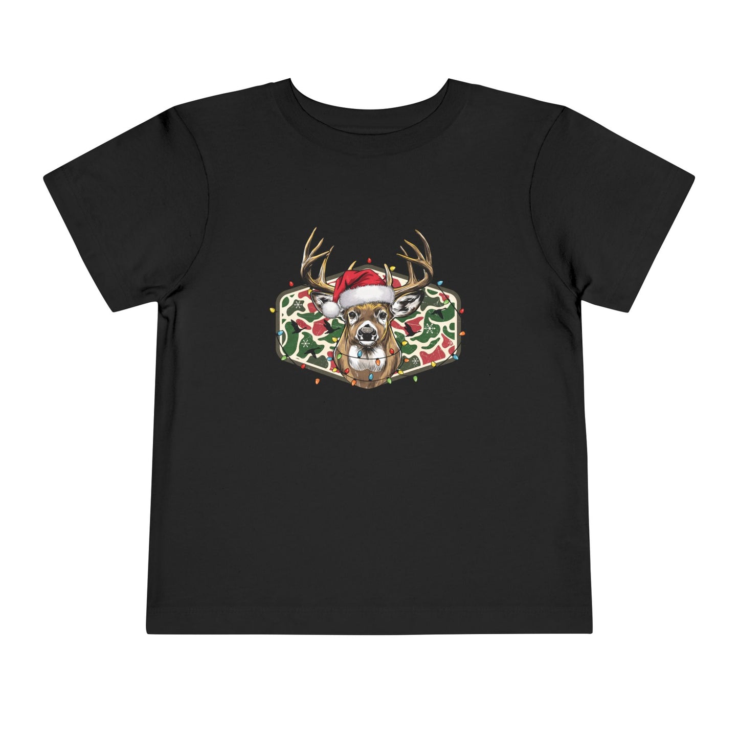 Toddler Christmas Camo Deer Short Sleeve Tee