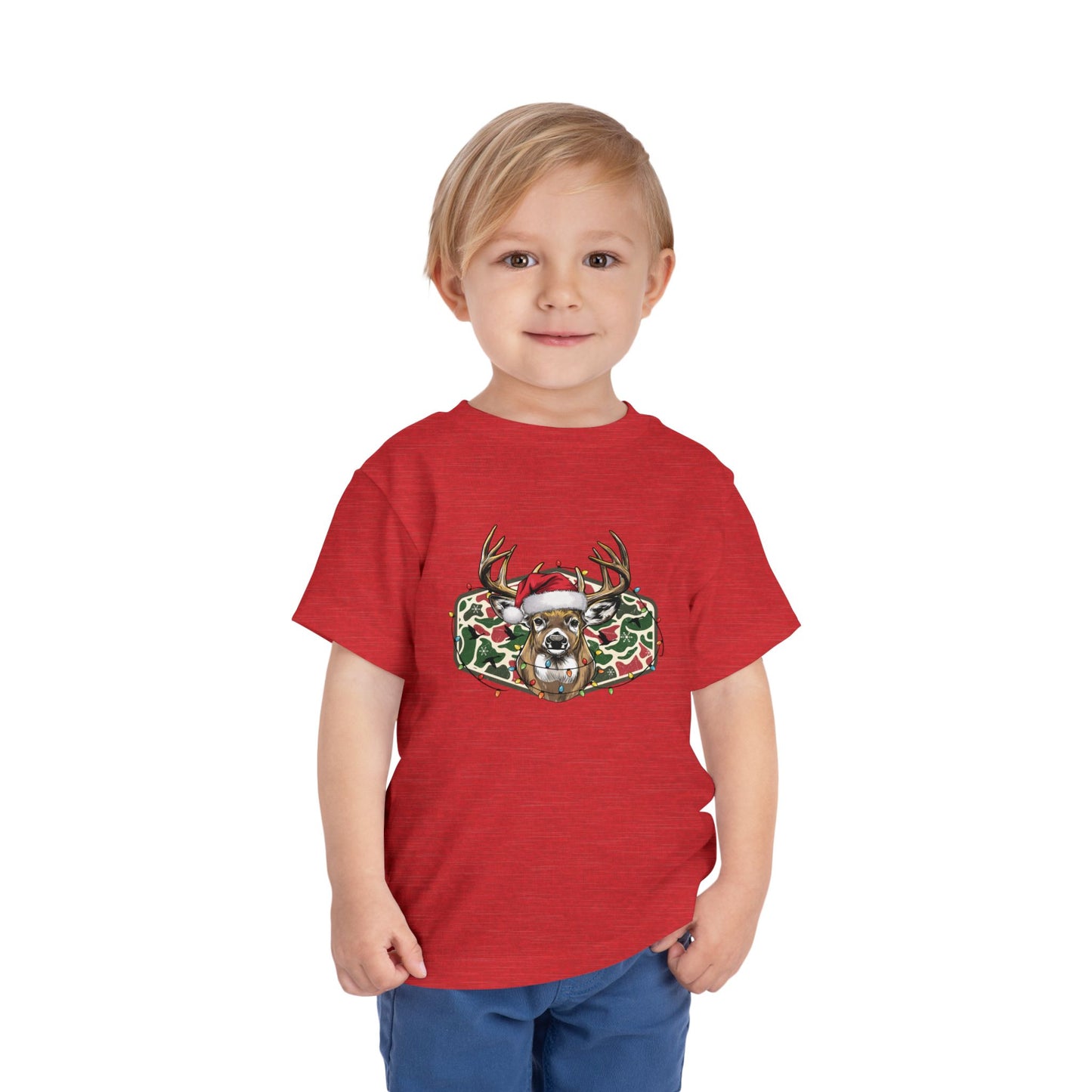 Toddler Christmas Camo Deer Short Sleeve Tee