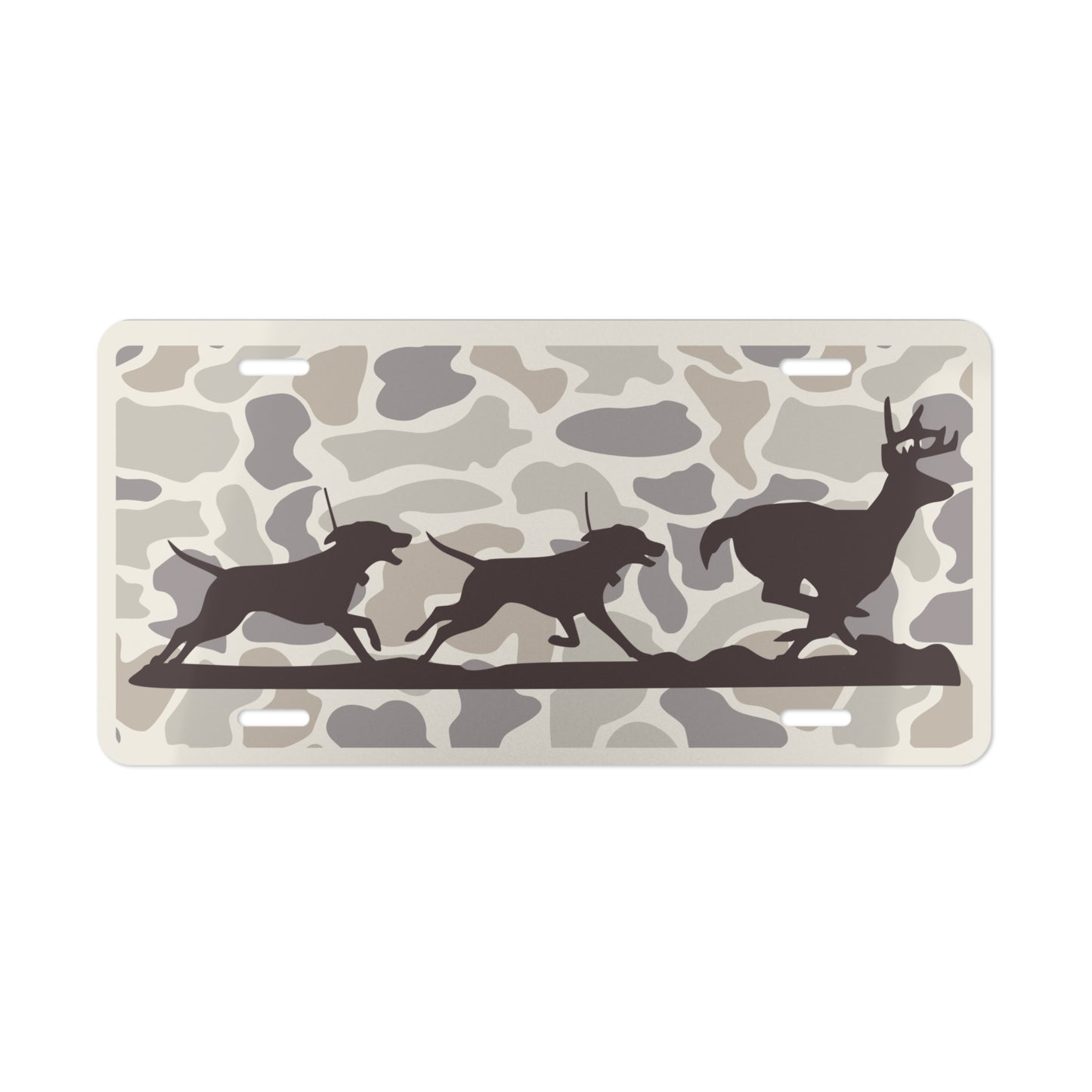 Deer Hunting Hounds Camo Vanity License Plate for Hunters