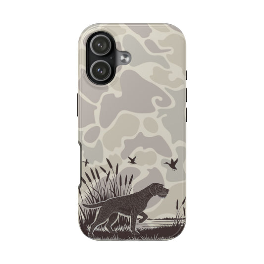 Duck Hunting Dog Camo Tough Case, German Wirehaired Pointer Tough Phone Case for iPhone 17 - coonhoundin